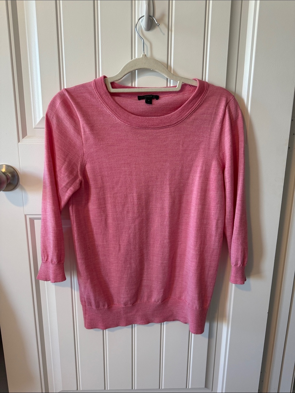 J. Crew Lightweight Scoop Neck Sweater in Pink 100% Merino Wool